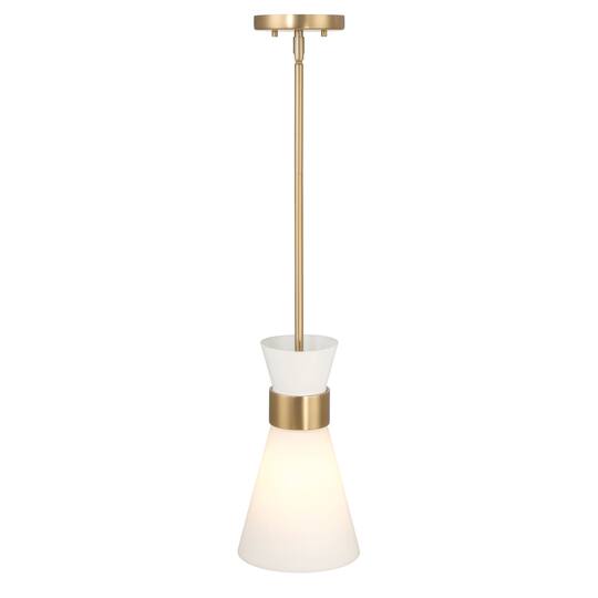 Hello Honey® Kit White & Gold Modern Minimalist Tapered Opal Glass & Metal Ceiling Light